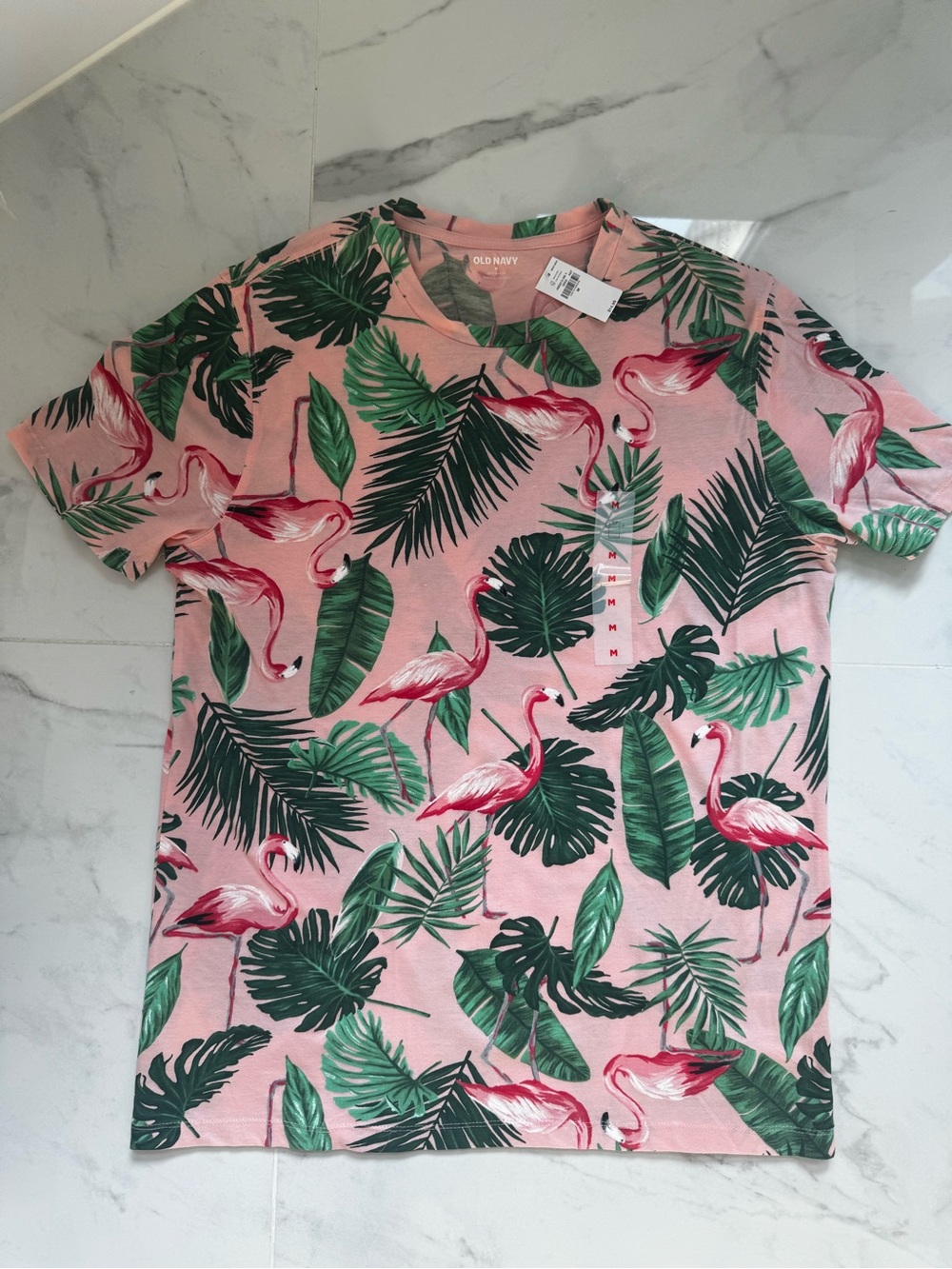 Old Navy Pink Tropical Flamingo Short Sleeve Tee